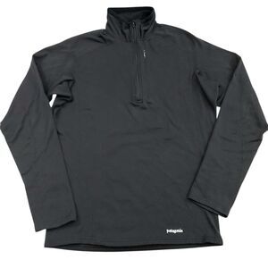 Patagonia Mens Medium Black Capilene Performance Baselayer Quarter Zip Pullover